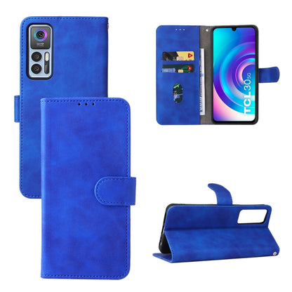 Blue leather magnetic flip phone case with card slots and front camera cutout.