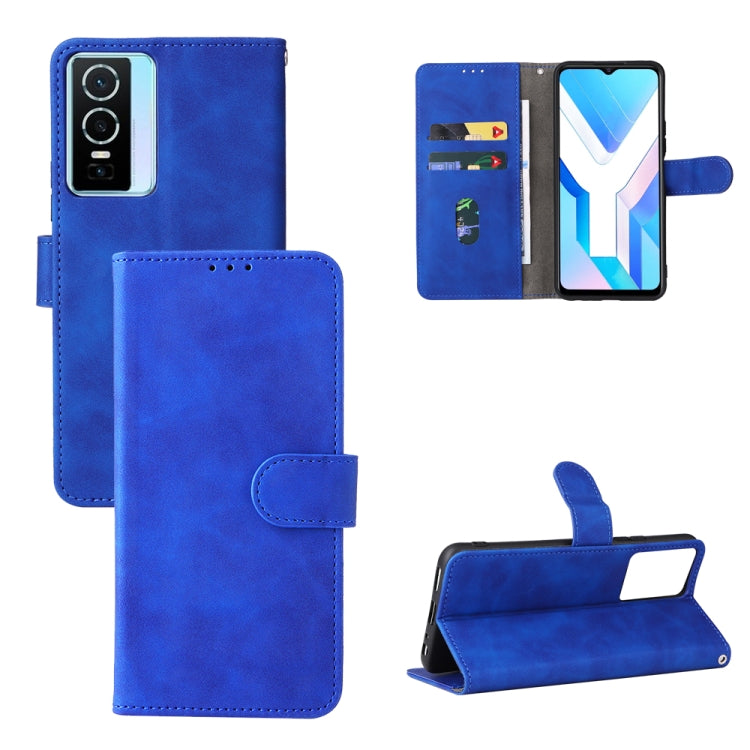 Magnetic flip leather phone case, blue, card slots and fold-out kickstand