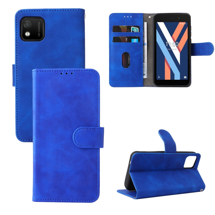 Blue magnetic flip leather phone case with card slots and flip-stand cover