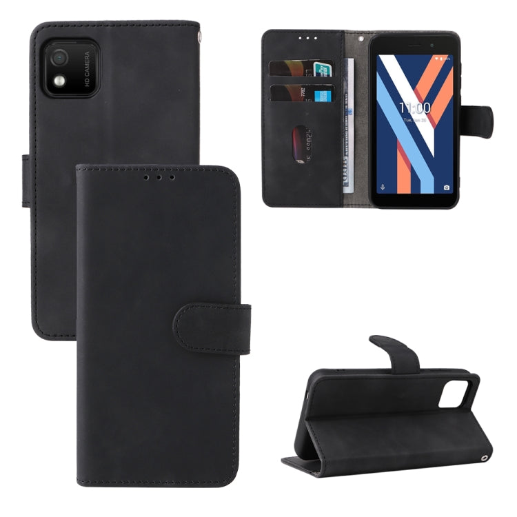 Dark gray magnetic flip leather phone case with card slots and stand view