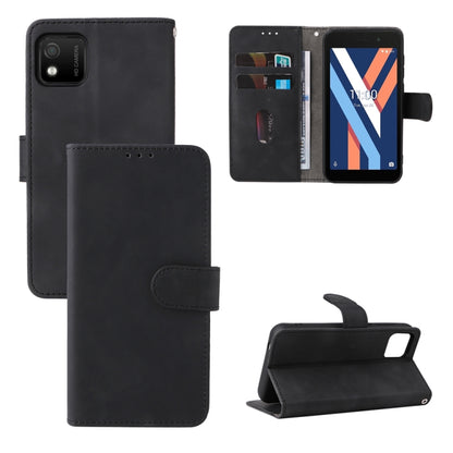Dark gray magnetic flip leather phone case with card slots and stand view