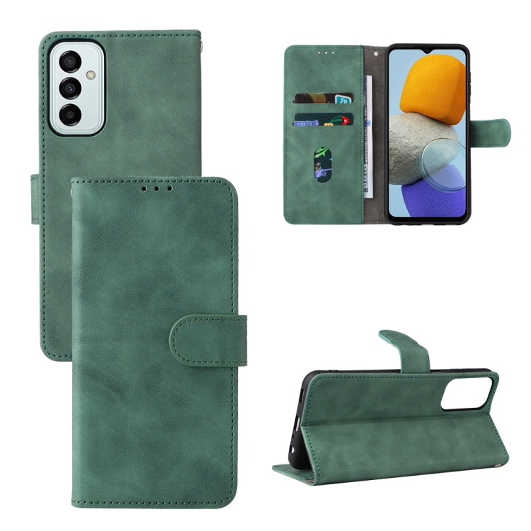 Moss green magnetic flip leather phone case with card slots and stand view