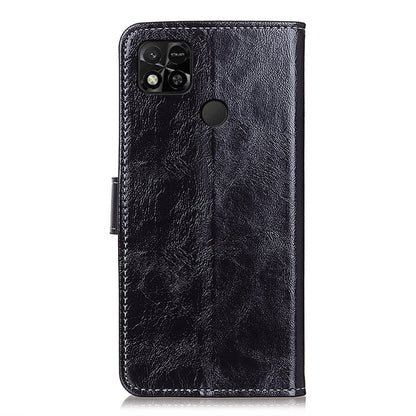 Black crazy horse leather phone case with camera and speaker cutouts