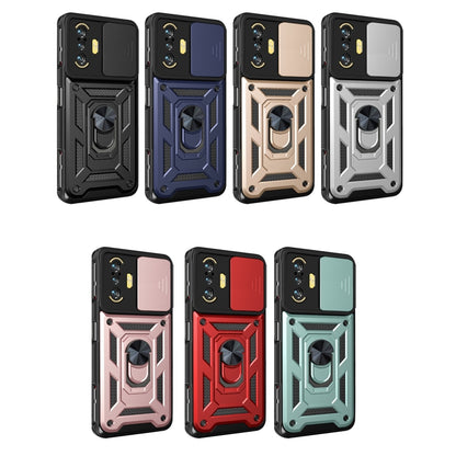 Set of rugged phone cases with sliding camera cover and ring stand in multiple colors