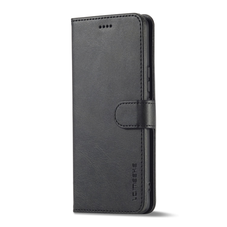 Dark gray calf-texture leather phone case with flip cover and clasp