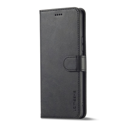 Dark gray calf-texture leather phone case with flip cover and clasp