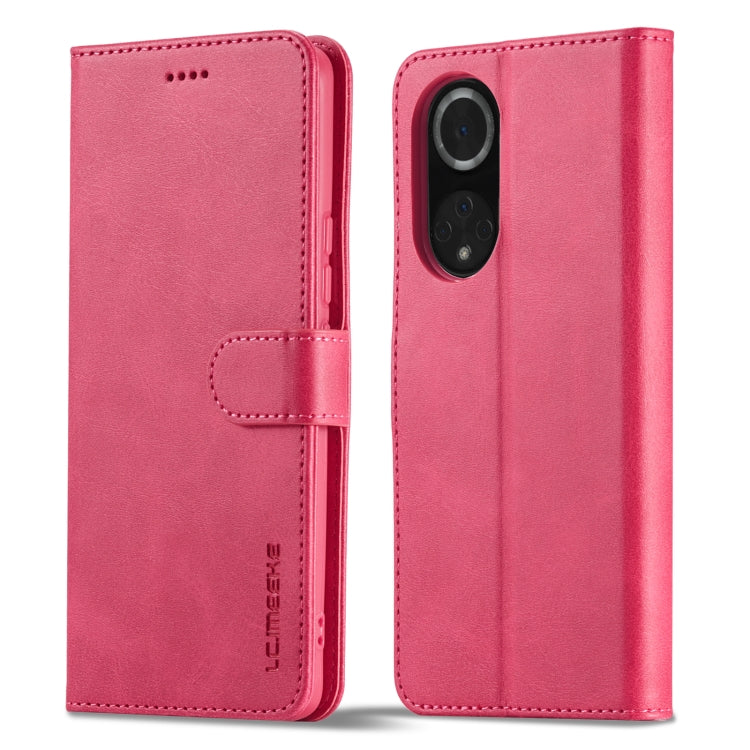 Pink textured leather phone case with foldover wallet flap and camera/port cutouts