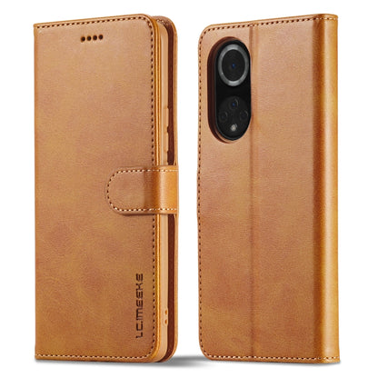 Tan textured leather phone case with foldover wallet flap and camera/port cutouts