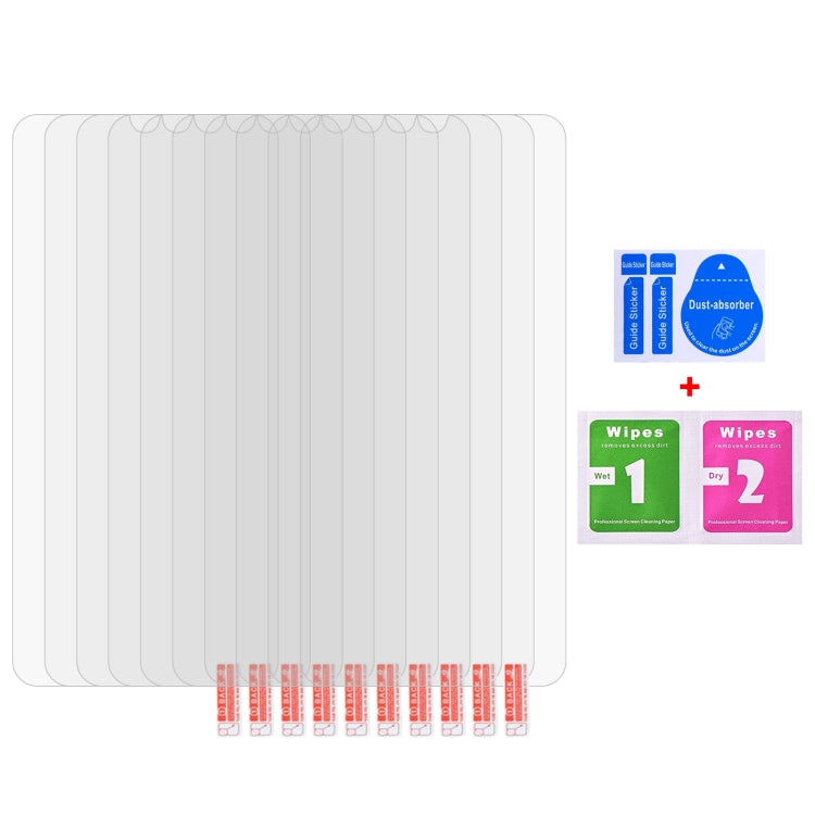 Set of 10 tempered glass screen protectors with cleaning wipes