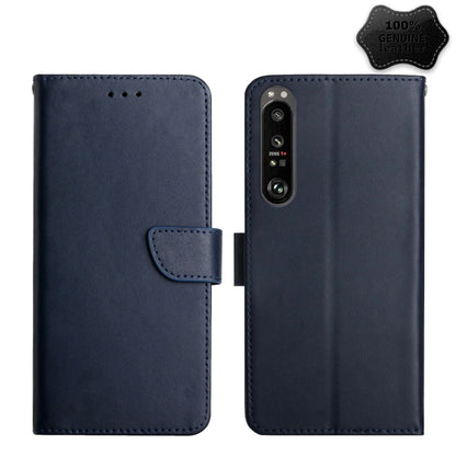 Blue leather flip phone case with folio cover and camera cutout