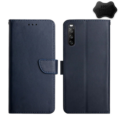 Genuine leather flip phone case, blue, with card slot and magnetic cover