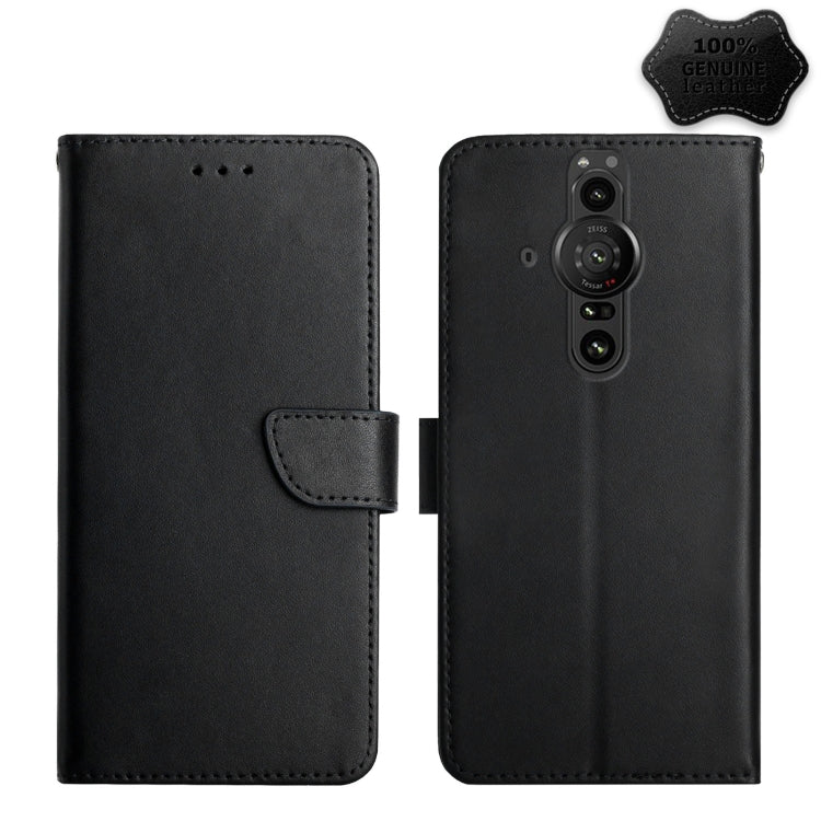 Genuine leather flip phone case, black, with camera lens cutout and protection back