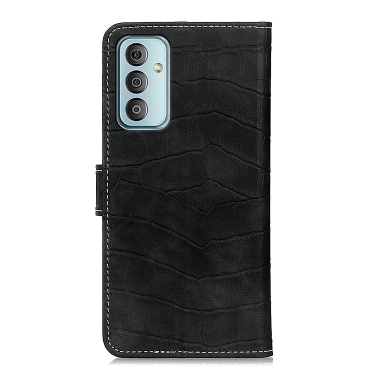 Black crocodile-texture leather phone case with camera cutouts