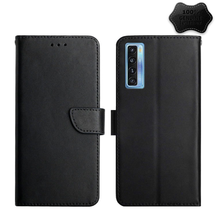 Black genuine leather flip phone case, front strap, back single camera cutout