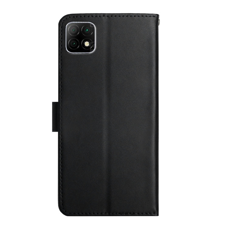 Black leather flip phone case with camera cutout and side opening