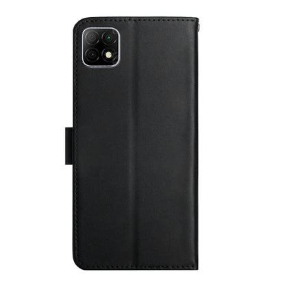 Black leather flip phone case with camera cutout and side opening