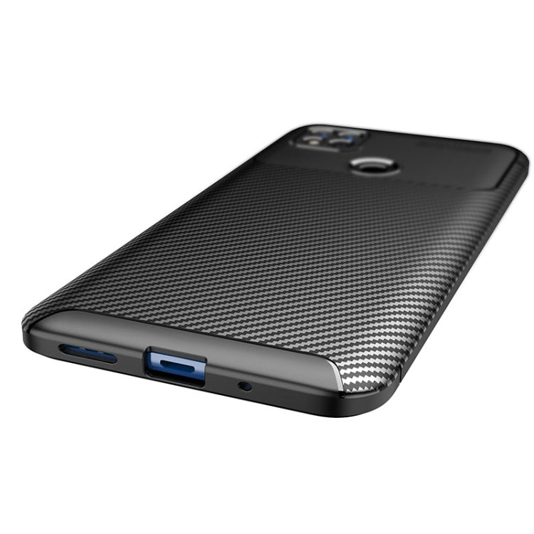 Black carbon fiber texture TPU phone case side view with button openings