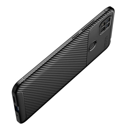 Black carbon fiber texture TPU phone case slim profile with camera cutout