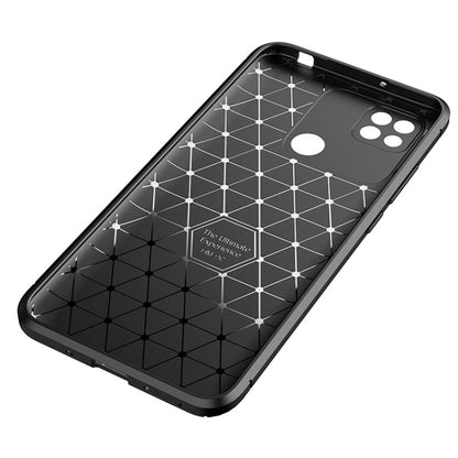 Black carbon fiber texture TPU phone case interior back with geometric pattern