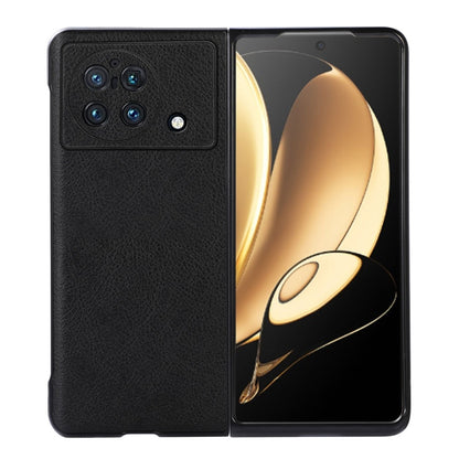 Two-color litchi texture PU phone case for vivo X Fold, black