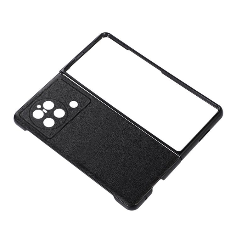 Two-color litchi texture PU phone case for vivo X Fold, black back with cutouts