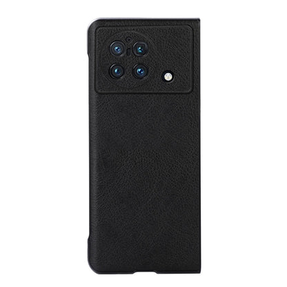 Two-color litchi texture PU phone case for vivo X Fold, black back with camera openings