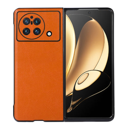 Two-color litchi texture PU phone case for vivo X Fold, orange
