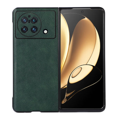 Two-color litchi texture PU phone case for vivo X Fold, green