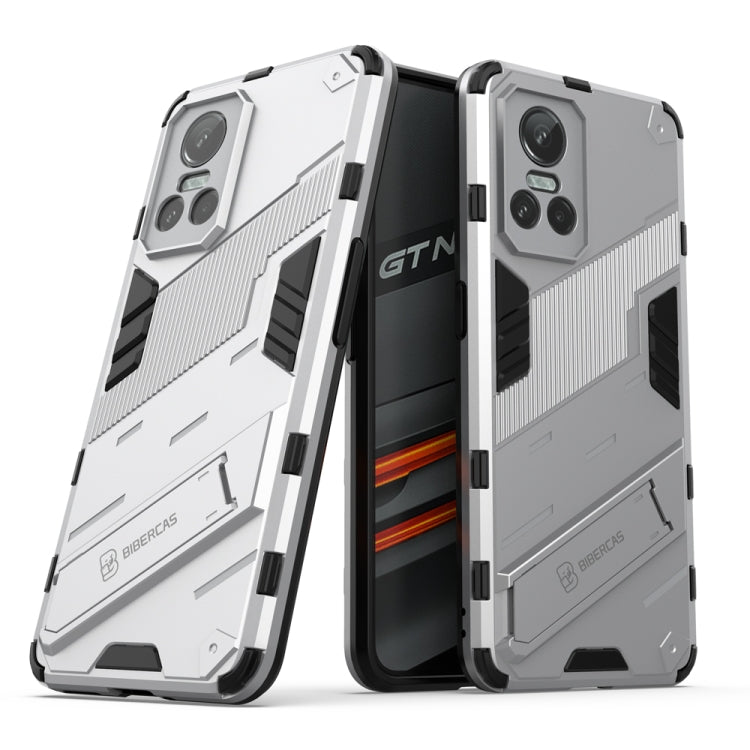 White rugged phone case with textured armor and camera cutouts