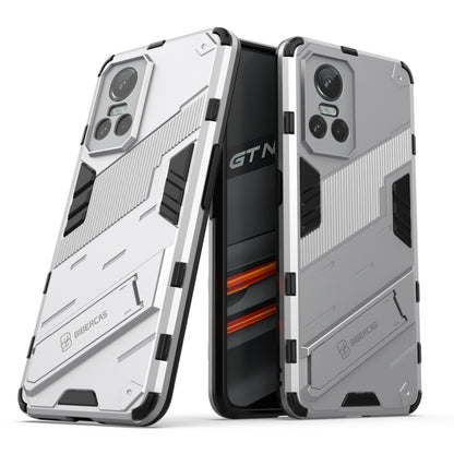 White rugged phone case with textured armor and camera cutouts
