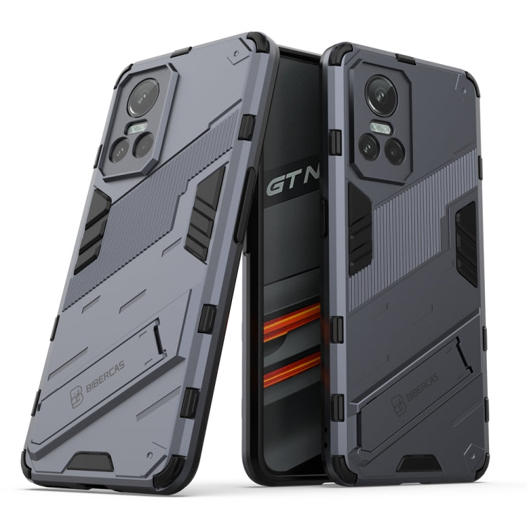 Gray rugged TPU phone case with raised corners and camera lens cutouts