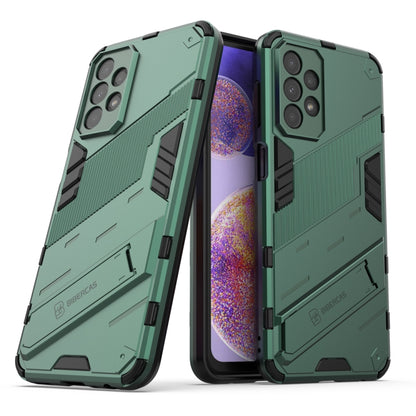 Green rugged TPU phone case with screen showing and camera lens cutouts