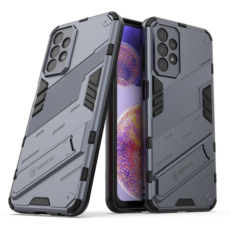 Light gray rugged TPU phone case with raised corners and camera lens cutouts