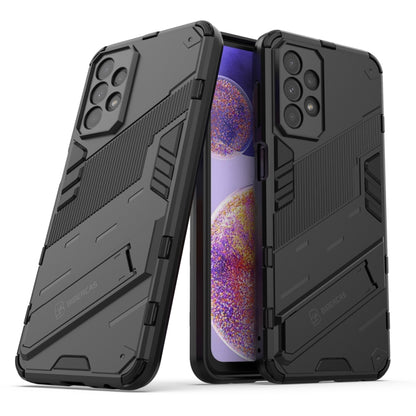 Rugged dark gray phone case with armor panels and raised camera cutouts