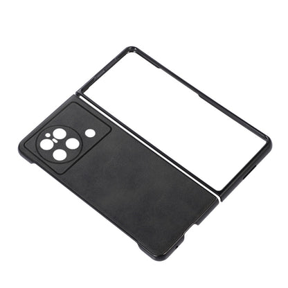 Two-tone PU phone case for foldable phone, black with screen cover and camera cutout