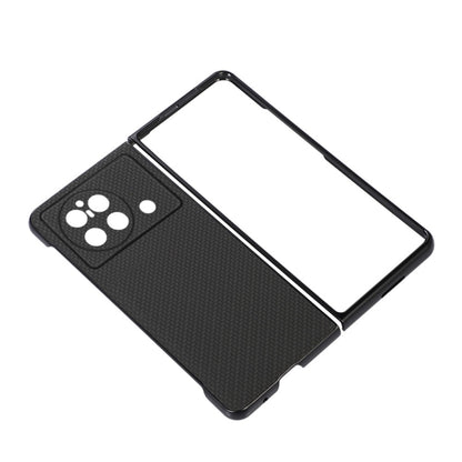Carbon fiber texture PU phone case for vivo X Fold, black back with camera opening
