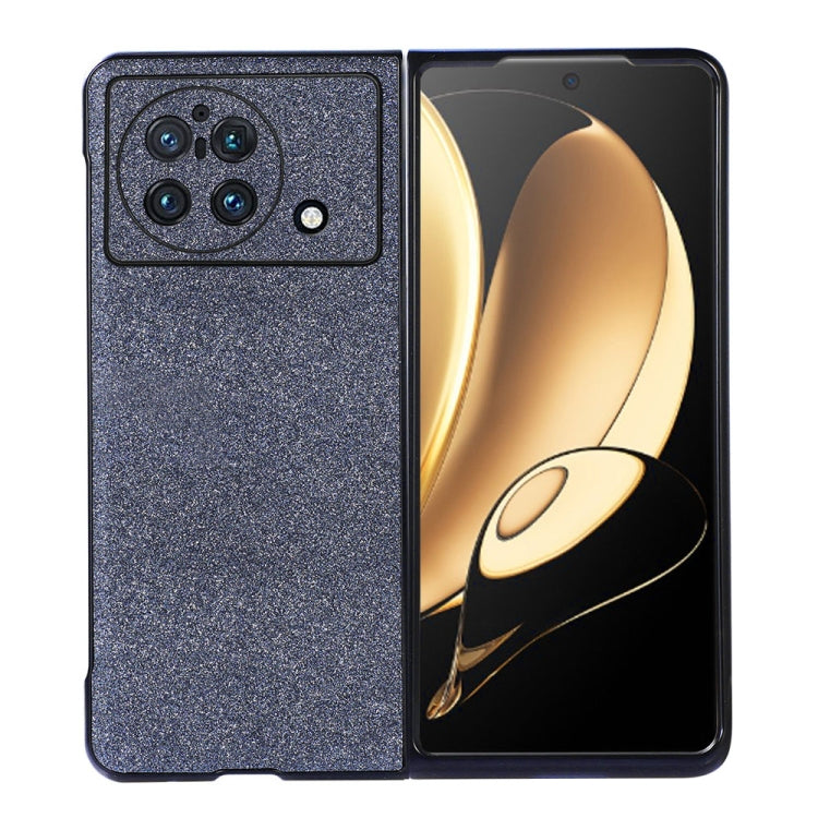 Glitter phone case for vivo X Fold in dark navy, front and back view with camera cutouts