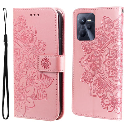 Rose pink embossed floral phone wallet case with strap and magnetic flap.