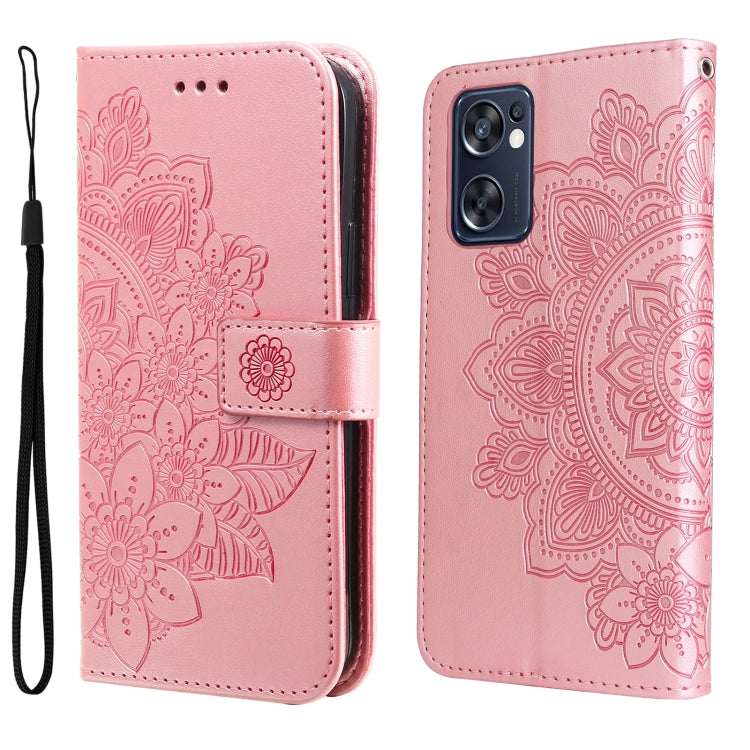 Rose pink embossed floral phone wallet case with camera cutout and strap.