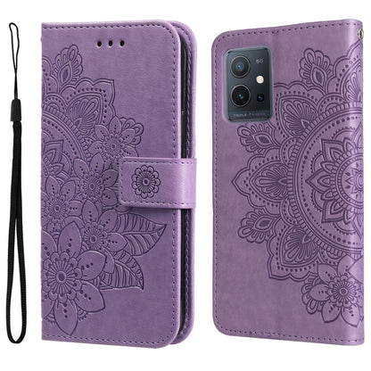 Lavender floral embossed phone wallet case with wrist strap and card slots
