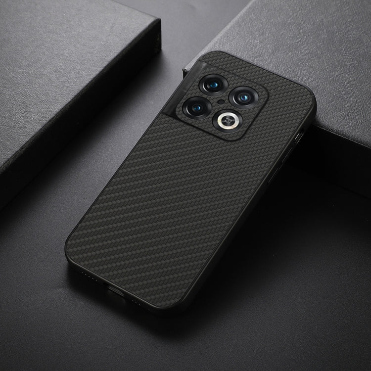 Dark gray carbon fiber texture PU phone case with raised camera cutouts