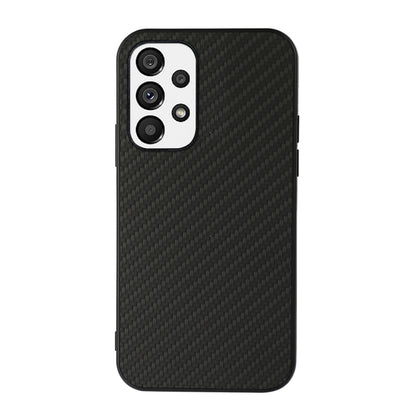 Black carbon-fiber texture PU phone case with triple camera cutouts and side buttons