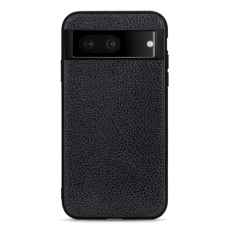 Black genuine leather phone case with textured finish and rear camera openings