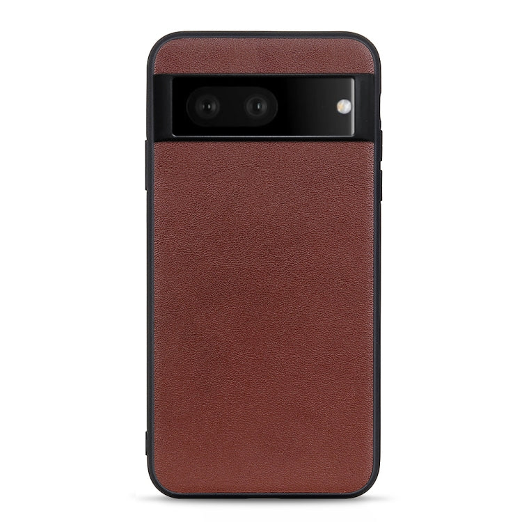 Brown lambskin leather phone case with rear camera and flash cutout