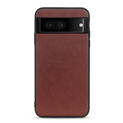 Brown lambskin leather phone case with rear camera and flash cutout