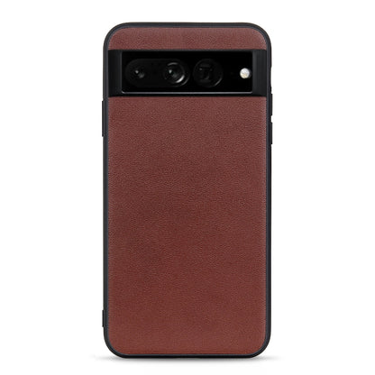 Brown lambskin leather phone case with top camera cutout and flash opening
