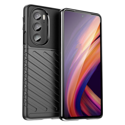 Black shockproof TPU phone case with textured back and camera cutout