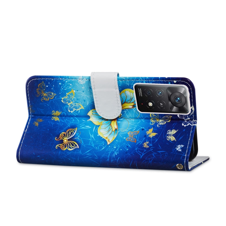 Butterfly print leather phone case with front flap and cutout for camera