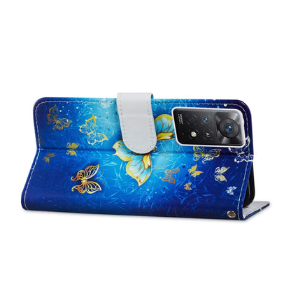 Butterfly print leather phone case with front flap and cutout for camera