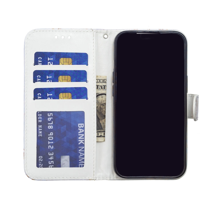 White leather flip phone case with card slots and open front pocket